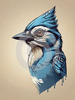 design of head shot of bluejay bird photo
