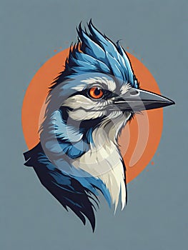 design of head shot of bluejay bird photo