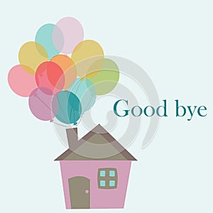 Design of house and ballon in a soft colour background for any template and social media post