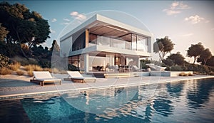 Design house - modern villa with open plan living and private bedroom wing. Large terrace with privacy and, swimming