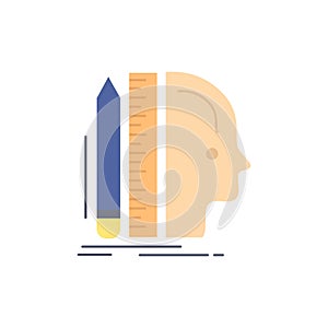 Design, human, ruler, size, thinking Flat Color Icon Vector