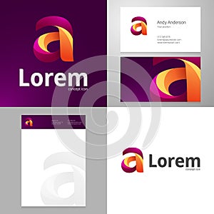 Design icon A element with Business card and paper template
