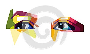 design illustration of both eyes glancing in color