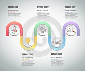 Design Infographic template 5 steps. can be used for workflow layout, diagram