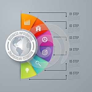 Design infographic template 6 steps