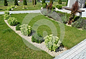 Design of landscaping in the garden, park, square, recreation area