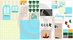 Design layout for creating a living room in a dollhouse.