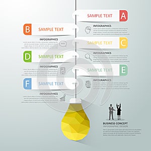 Design lightblub infographic 6 options, Business concept infographic