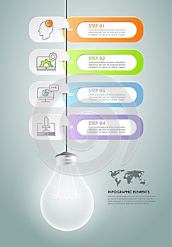 Design lightbulb infographic 4 options, Business concept