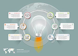 Design lightbulb infographic 6 options,