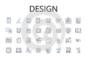 Design line icons collection. Artistic expression, Creative planning, Aesthetic composition, Stylistic arrangement