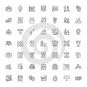 Design linear icons, signs, symbols vector line illustration set