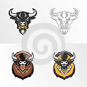 Design or logo of a buffalo head that looks fierce