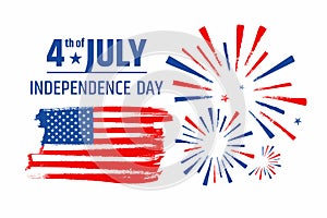 Design of logo - Independence Day. Flag of the United States of America, brush stroke background.