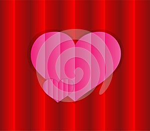 `Design love vector with pink and red textures.Pink heart with a surface on a red surface background.Vector love idea.Valentine`s