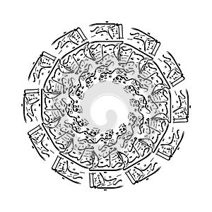 design mandala art arabic calligraphy, meaning \
