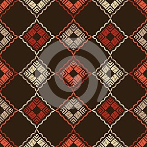 Design with manual hatchingDesign with manual hatching. Ethnic boho ornament. Seamless background. Tribal motif. Vector illustrati