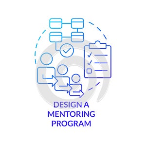 Design mentoring program blue gradient concept icon