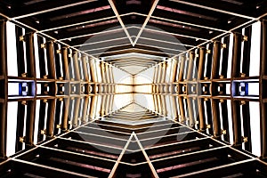 design of metal structure similar to spaceship interior, perspective view