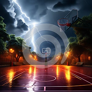 design a minimalist representation of a basketball court with emphasis on geometric shapes and patte