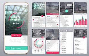 Design of the mobile application, UI, UX, GUI