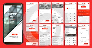 Design of the mobile application, UI, UX. A set of GUI screens with login and password input