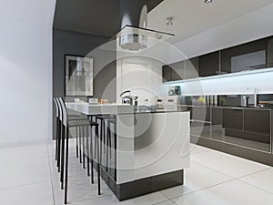 Design of modern kitchen with island