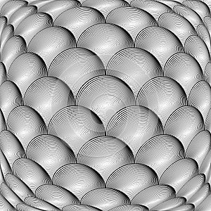 Design monochrome warped grid sphere pattern