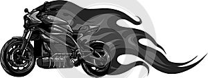 design of Motorcycle Racing with Fire Vector illustration design