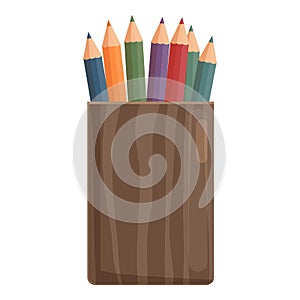 Design office desk icon cartoon vector. Pencil stand