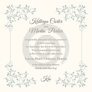 Design page. Template classic cards. Floral frame