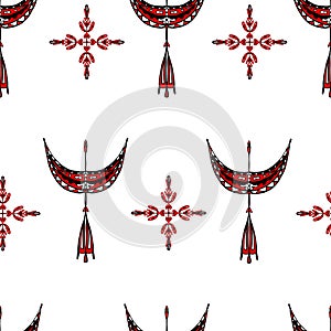 Design pattern, red flowers and firebirds. vector illustration flaf disign. perfect for Wallpaper or packaging photo
