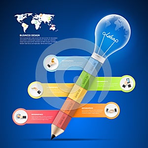 Design pencil with lightbulb Infographics tamplate. Business concept infographic photo