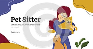 Pet sitter illustration for web or print design photo