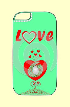 Design phone cover with hearts for young lovers