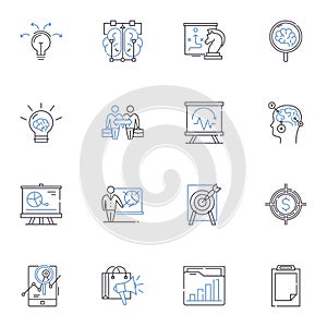 Design plan line icons collection. Blueprint, Conceptualize, Visualization, Render, Layout, Sketch, Mockup vector and