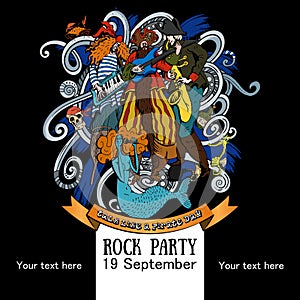 Design of a poster for a rock party for a holiday Talk like a Pirate Day 2