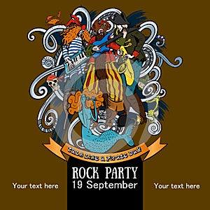 Design of a poster for a rock party for a holiday Talk like a Pirate Day 4