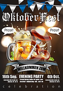 Design poster for traditional beer festival Oktoberfest. Highly photo
