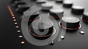 A sleek grayscale user interface design featuring high-contrast buttons for enhanced accessibility. Generative AI