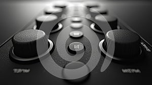 A sleek grayscale user interface design featuring high-contrast buttons for enhanced accessibility. Generative AI