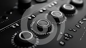 A sleek grayscale user interface design featuring high-contrast buttons for enhanced accessibility. Generative AI