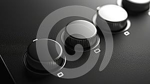 A sleek grayscale user interface design featuring high-contrast buttons for enhanced accessibility. Generative AI