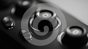 A sleek grayscale user interface design featuring high-contrast buttons for enhanced accessibility. Generative AI