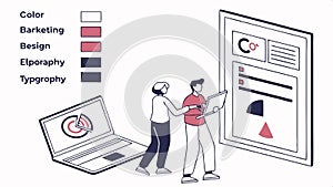 Design process diagram, creative workflow, project stages, business planning vector design Generative AI