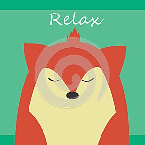 Design of a relax pretty red fox`s time  for any template and social media post