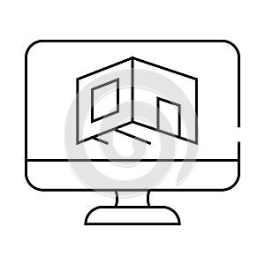 design room computer program line icon vector illustration