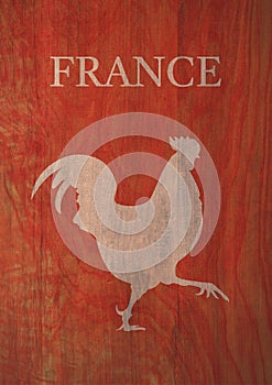 design of rooster in minimalist design of France contrasting color and flat design with nostalgia style. poster for affiche, wall