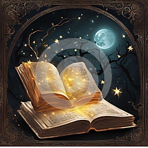 a magic book illustration
