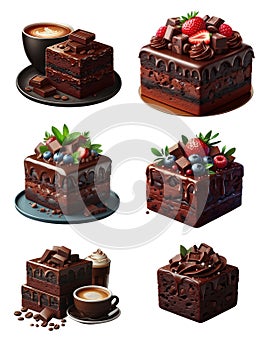 set of chocolate cakes
